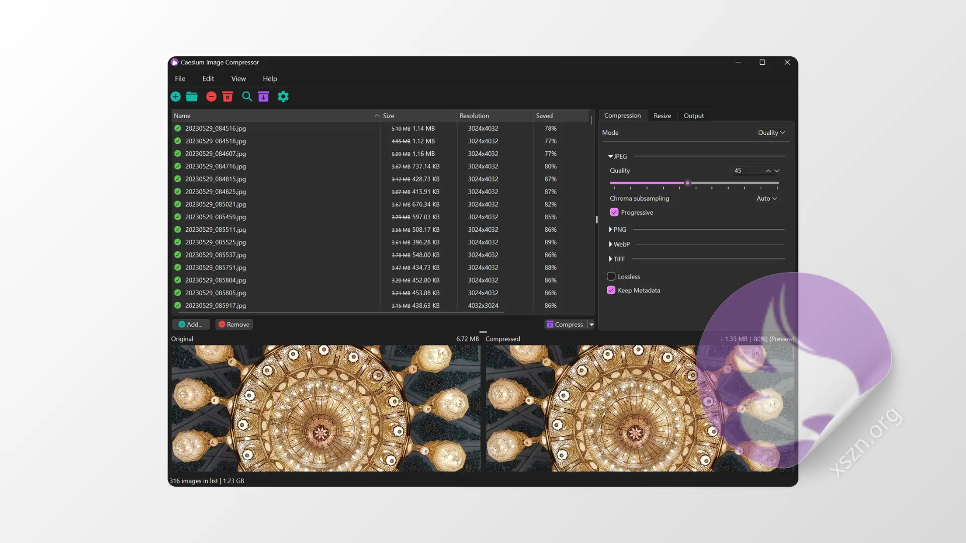 “Caesium Image Compressor”屏幕截图