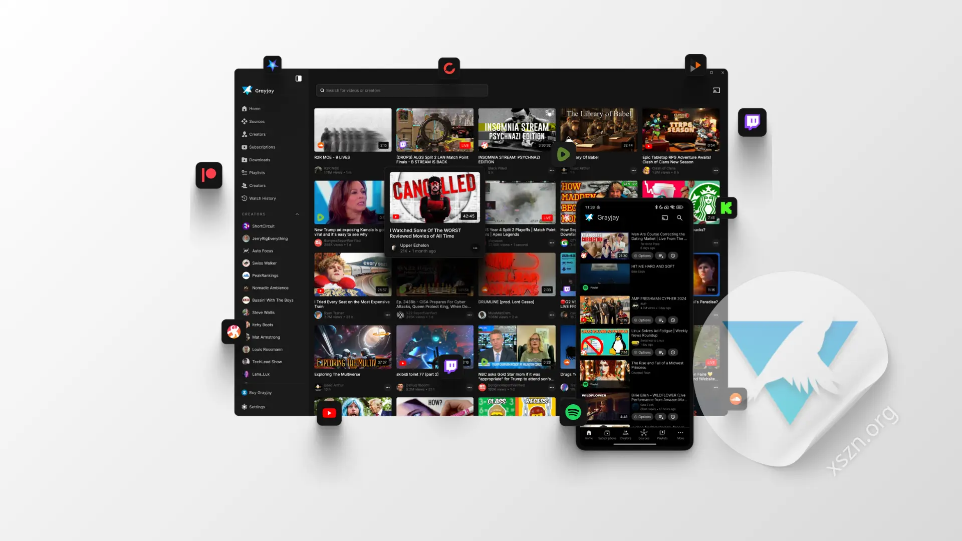 “Grayjay”屏幕截图